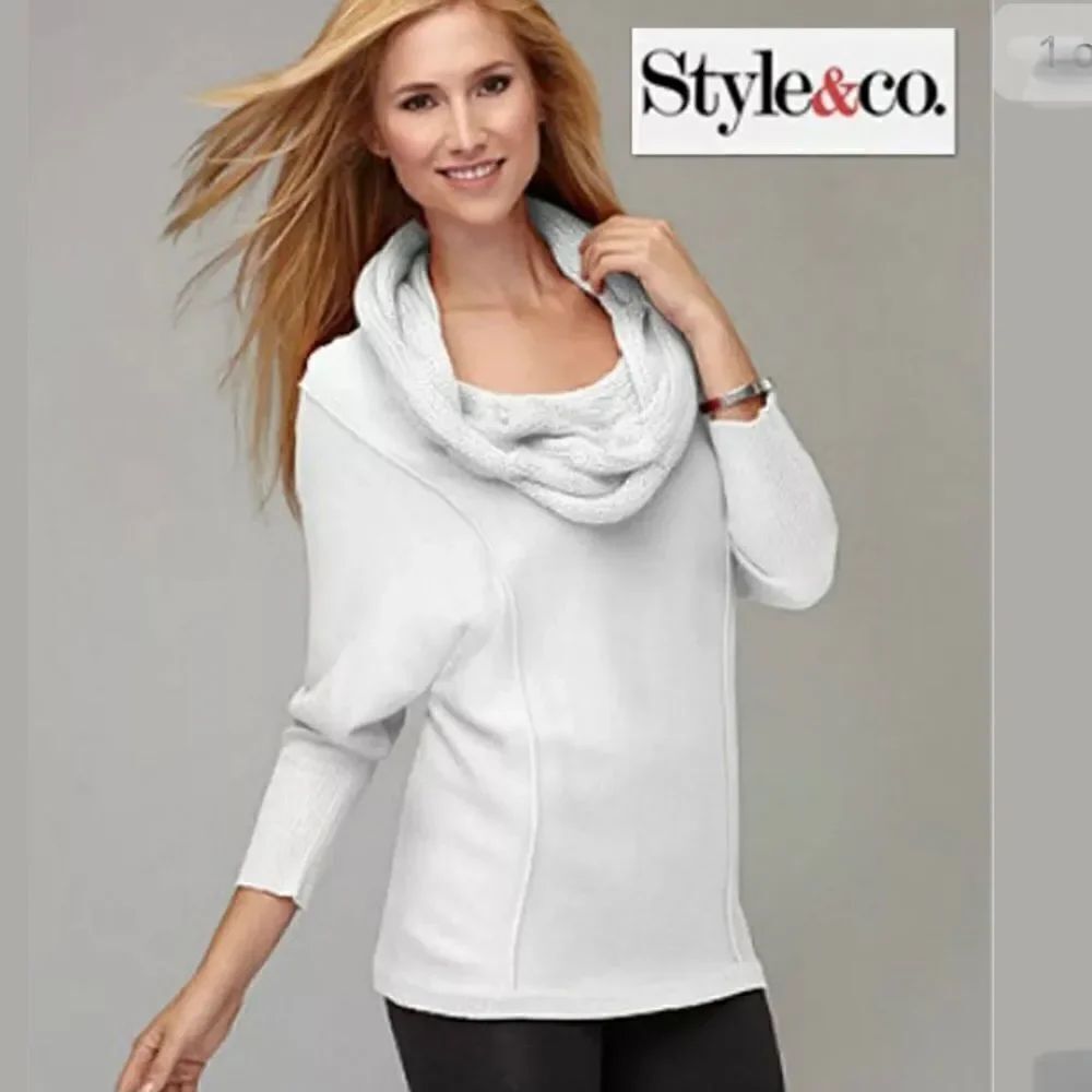 NWT STYLE&CO SZ L WHITE Off Ivory Bone SWEATER GREAT Cowl NECK Style & Co New